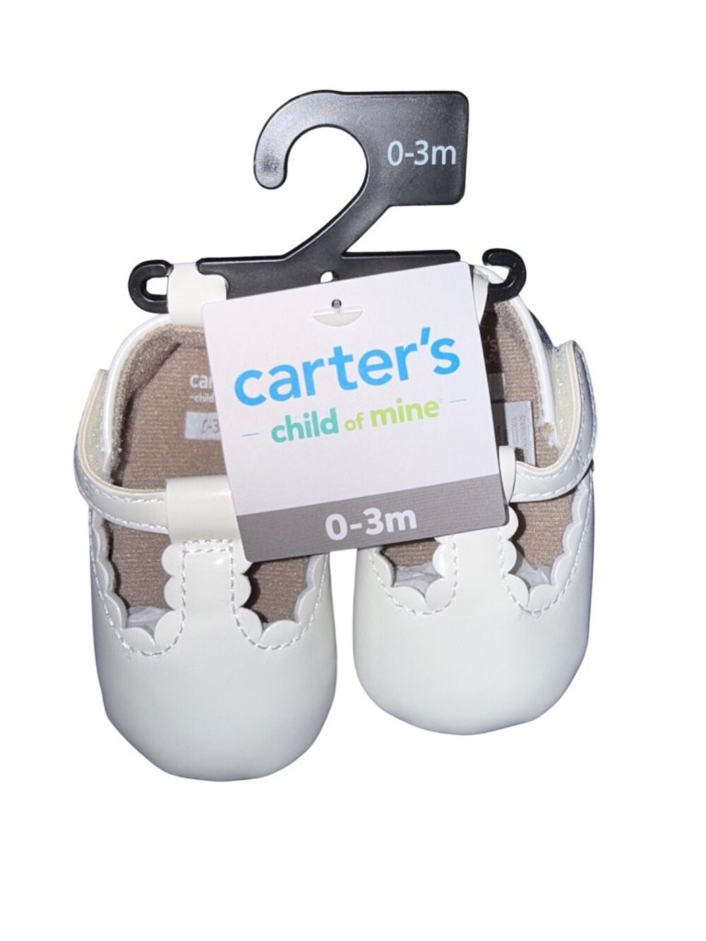 Child Of Mine By Carters White Baby Shoes For 0-3 Months Faux Leather With Scall